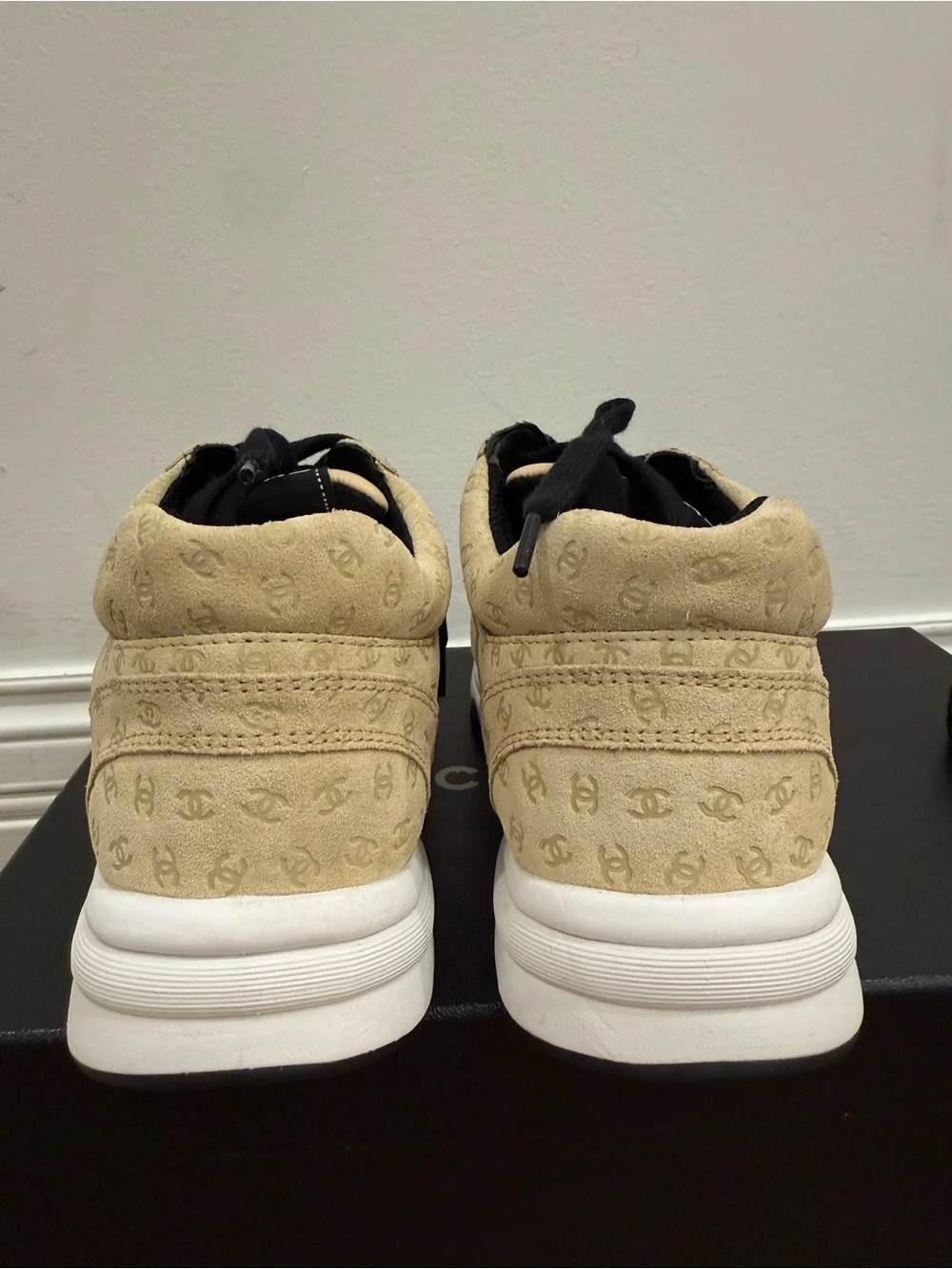 CHANEL beige suede